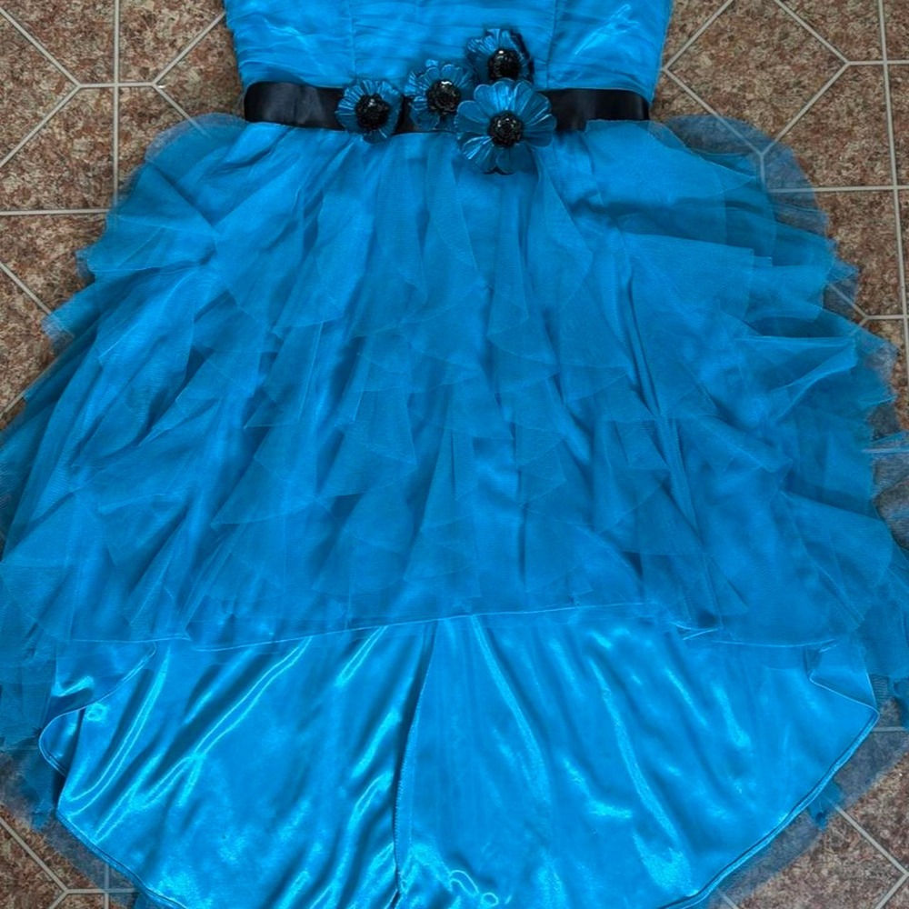 Blondie Nights Dress Size 9 Y2K Grunge Dress Goth Ruffle Blue Black 2000s Prom